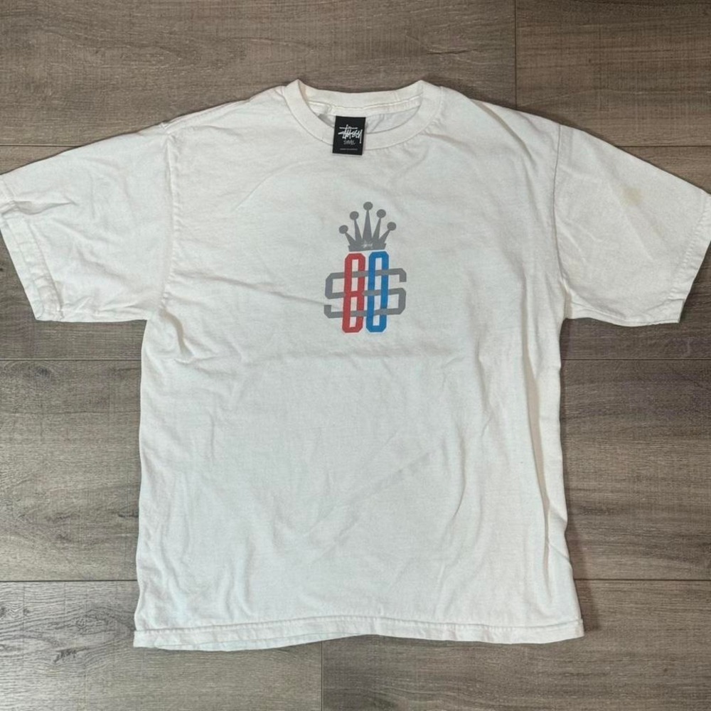 stussy mens white simple tee XS